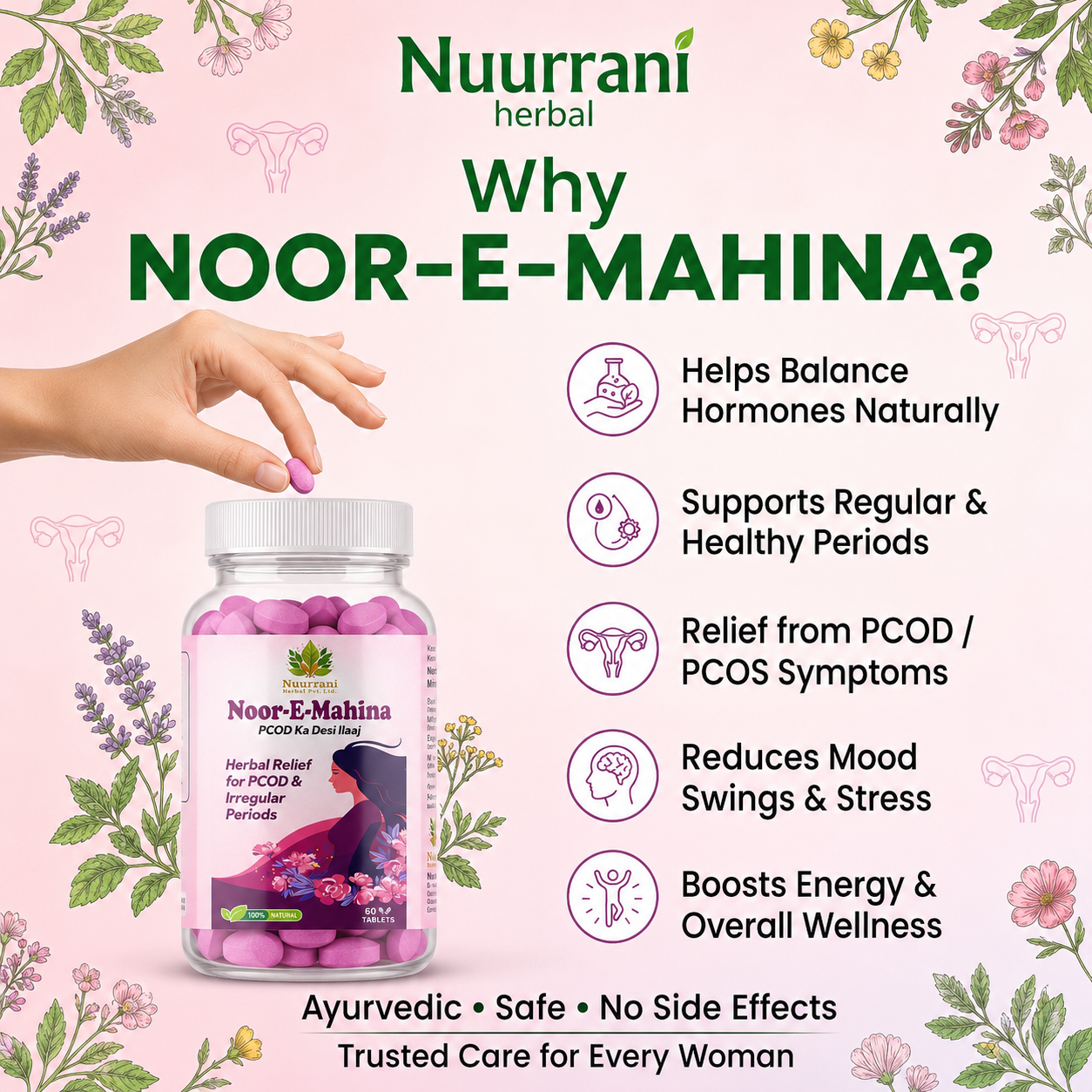 Noor-e-Mahina Ayurvedic Herbal Relief for PCOD & Irregular Periods | Balances Hormones - Image 10