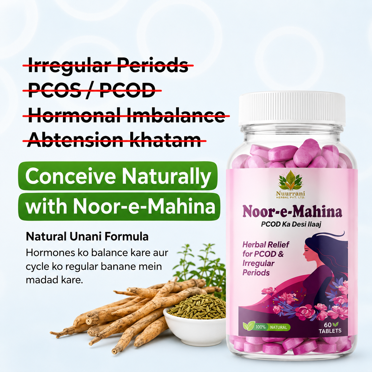 Noor-e-Mahina Ayurvedic Herbal Relief for PCOD & Irregular Periods | Balances Hormones - Image 9