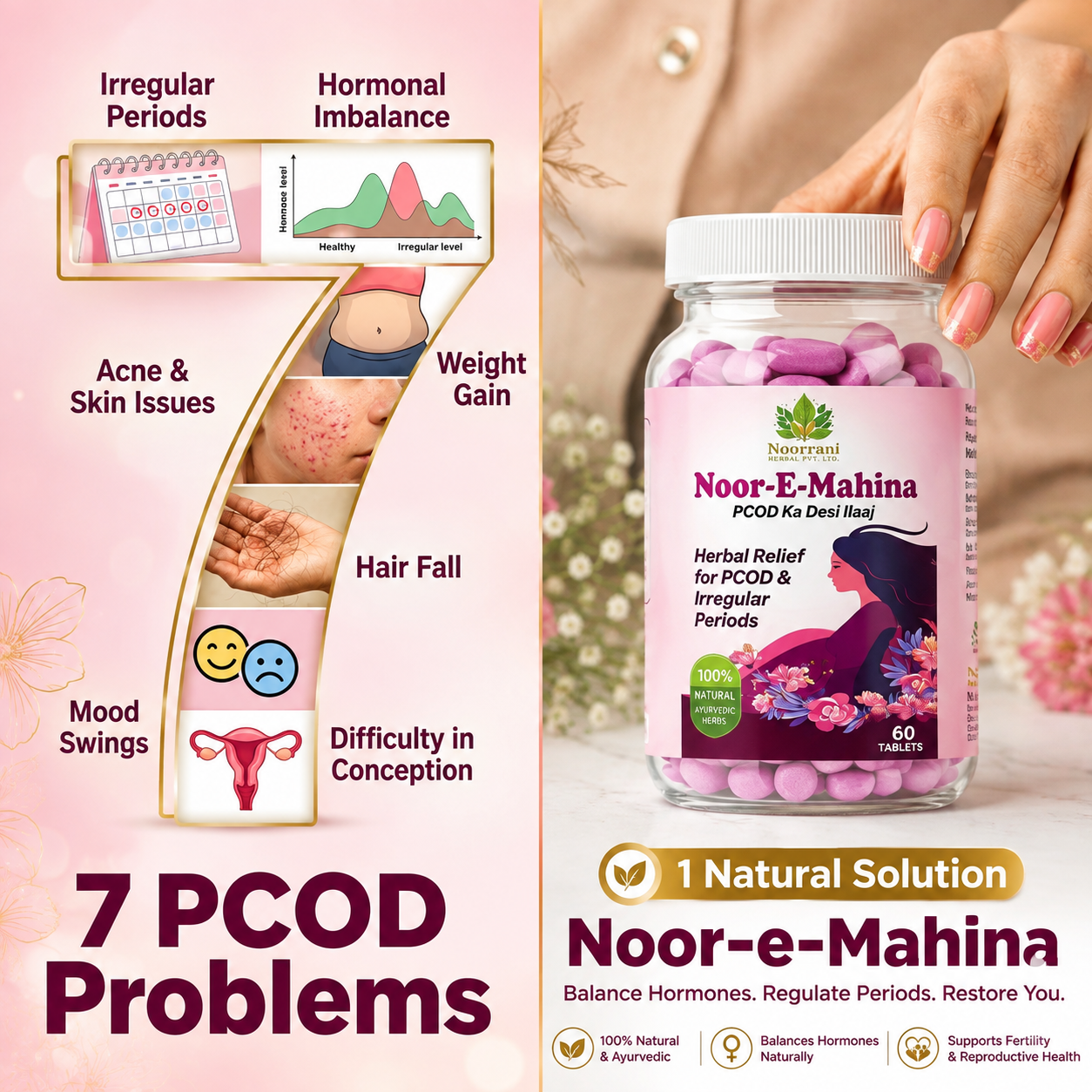 Noor-e-Mahina Ayurvedic Herbal Relief for PCOD & Irregular Periods | Balances Hormones - Image 8