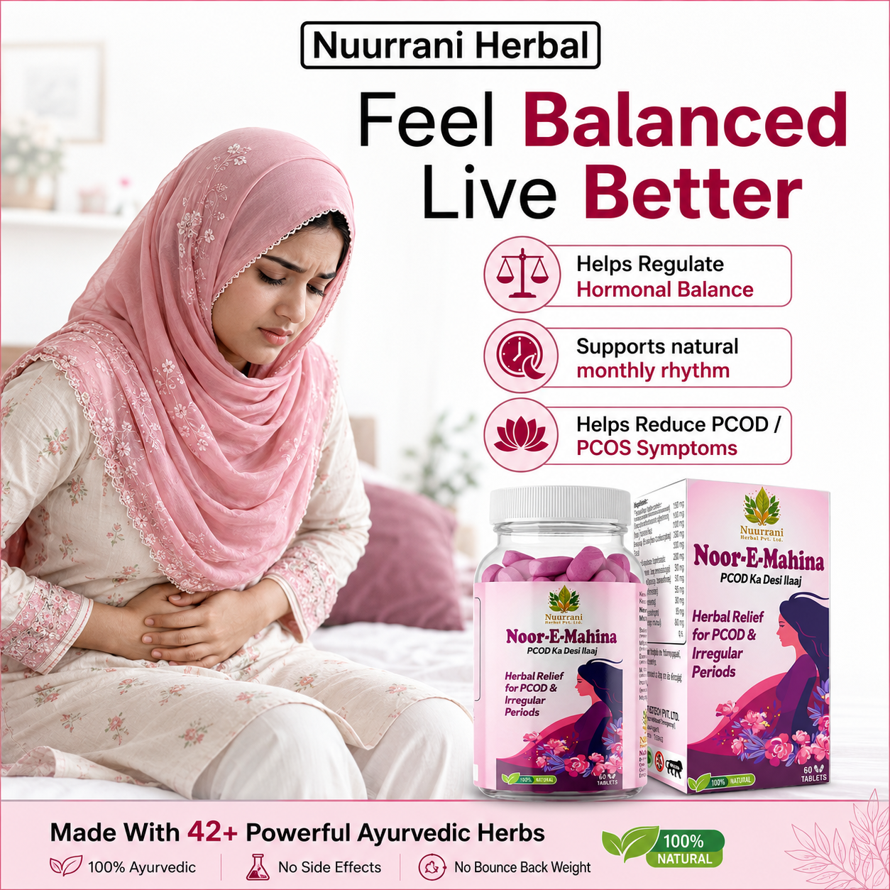 Noor-e-Mahina Ayurvedic Herbal Relief for PCOD & Irregular Periods | Balances Hormones - Image 6