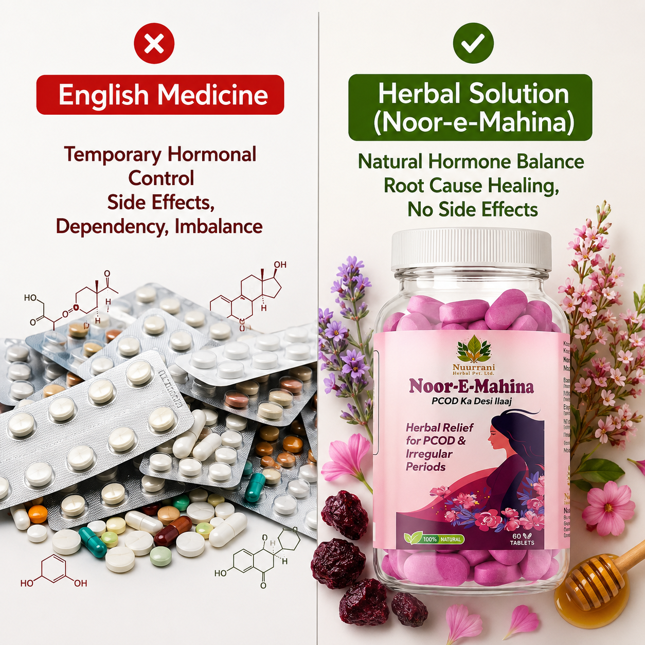 Noor-e-Mahina Ayurvedic Herbal Relief for PCOD & Irregular Periods | Balances Hormones - Image 4