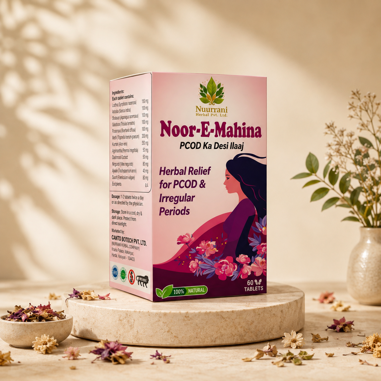 Noor-e-Mahina Ayurvedic Herbal Relief for PCOD & Irregular Periods | Balances Hormones